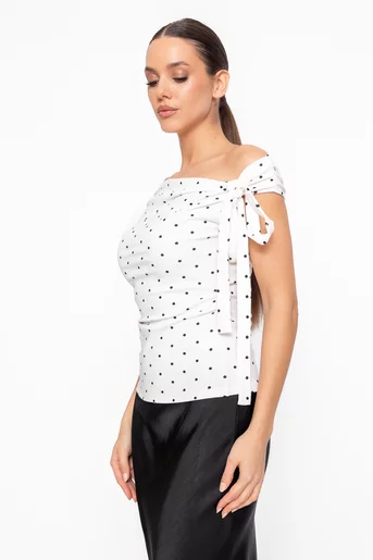 Bluză din bumbac imprimeu buline ivory BZD60203