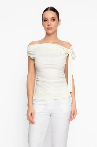 Bluză din bumbac imprimeu buline lime BZD60203