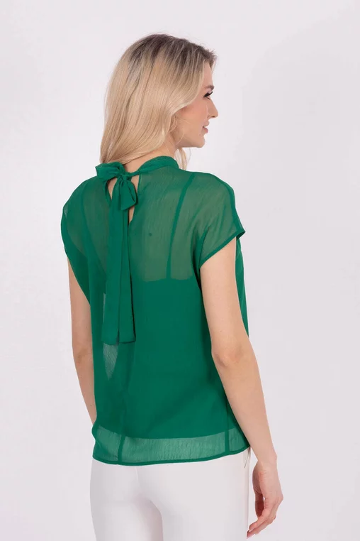 Bluza eleganta cu funda la spate verde B4209 big picture - 1