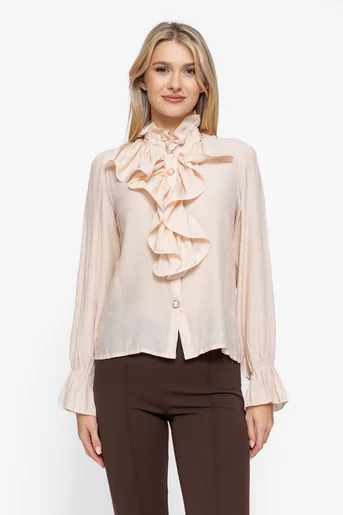 Bluză elegantă cu volane si nasturi perlă BLO1005