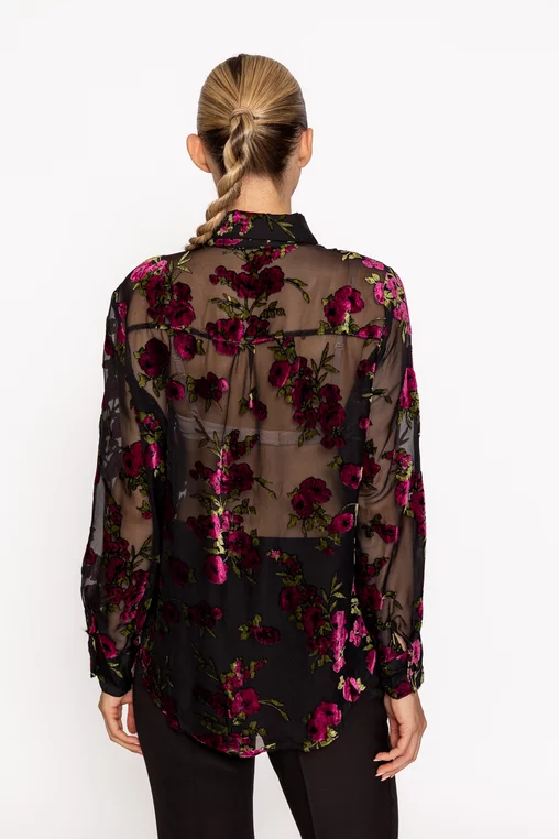 Bluză elegantă din voal transparent cu broderie florală BLM60813 thumbnail picture - 