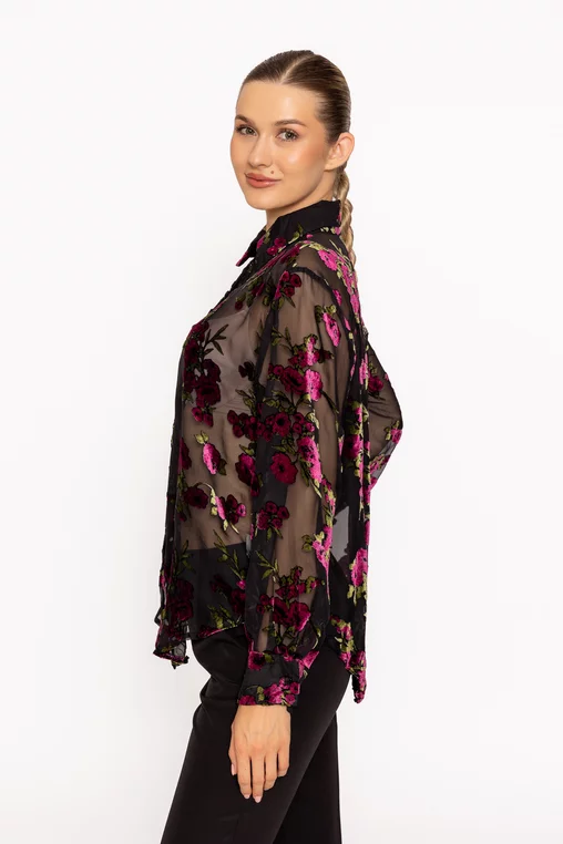 Bluză elegantă din voal transparent cu broderie florală BLM60813 thumbnail picture - 