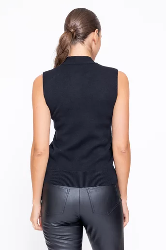 Bluză fără mâneci decorată cu pietre neagră BDM1102