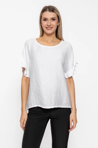 Bluză lejeră creponată ivory BAM60503