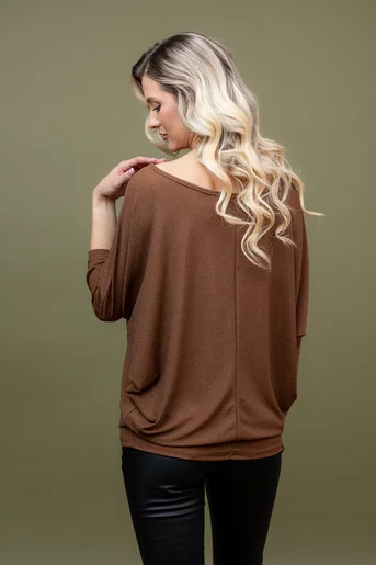 Bluza lejera cu fir lucios maro M9944