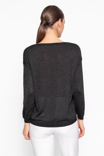 Bluză lejeră cu fir lucios neagră BHD60202