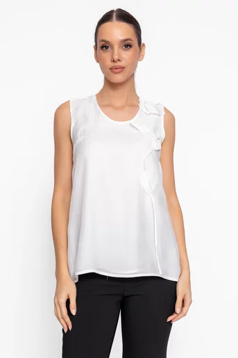 Bluză lejeră cu floare decorativă ivory BKC60202