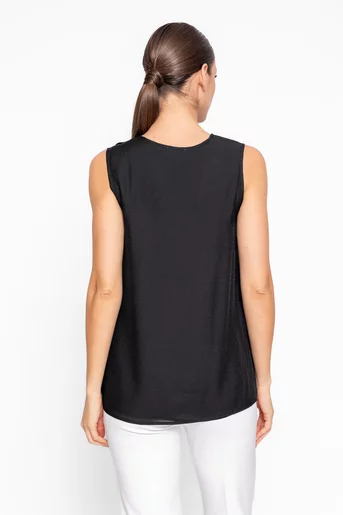 Bluză lejeră cu floare decorativă neagră BKC60202