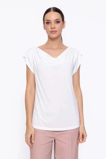 Bluză lejeră cu guler căzut ivory BAM60305