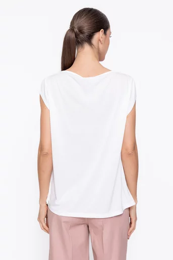 Bluză lejeră cu guler căzut ivory BAM60305