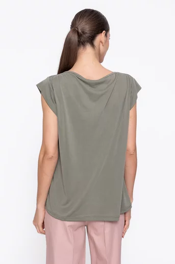 Bluză lejeră cu guler căzut verde  BAM60305