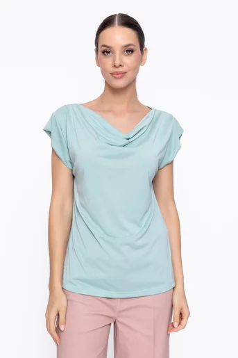 Bluză lejeră cu guler căzut vernil BAM60305