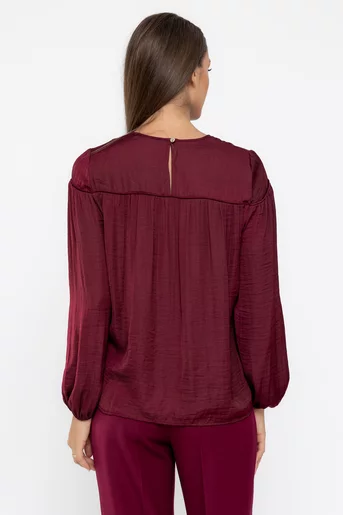 Bluză lejeră cu piping burgundy B4538