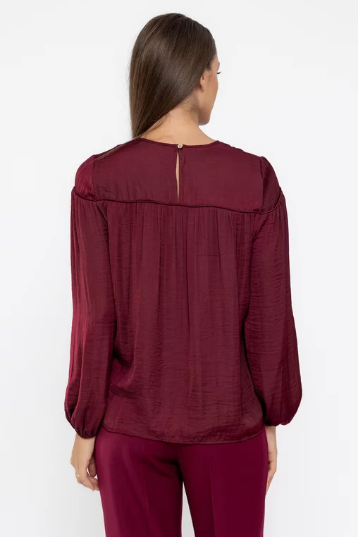 Bluză lejeră cu piping burgundy B4538 thumbnail picture - 