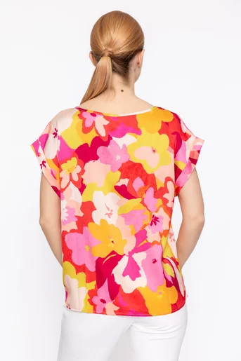 Bluză lejeră decolteu bărcuță fucsia BXJ60302