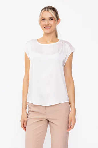 Bluză lejeră decorată cu floare ivory BBD60502