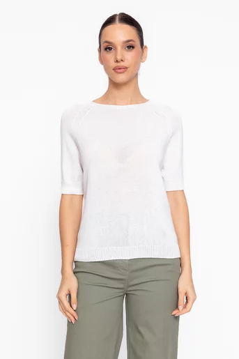 Bluză lejeră din bumbac albă B4621