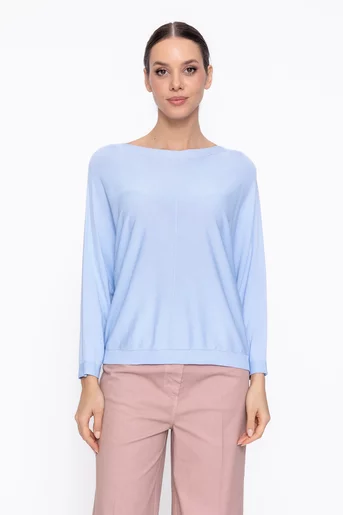 Bluză lejeră din bumbac bleu BVI60303