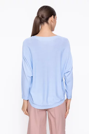 Bluză lejeră din bumbac bleu BVI60303