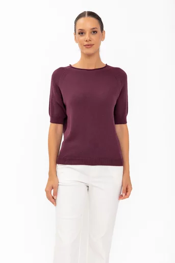 Bluză lejeră din bumbac burgundy BLT60802
