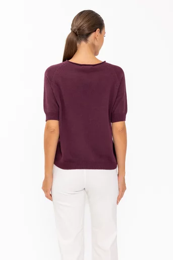 Bluză lejeră din bumbac burgundy BLT60802