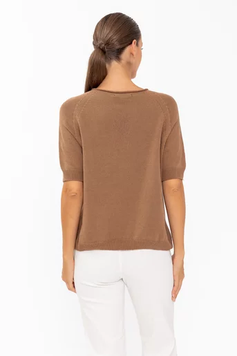 Bluză lejeră din bumbac camel BLT60802