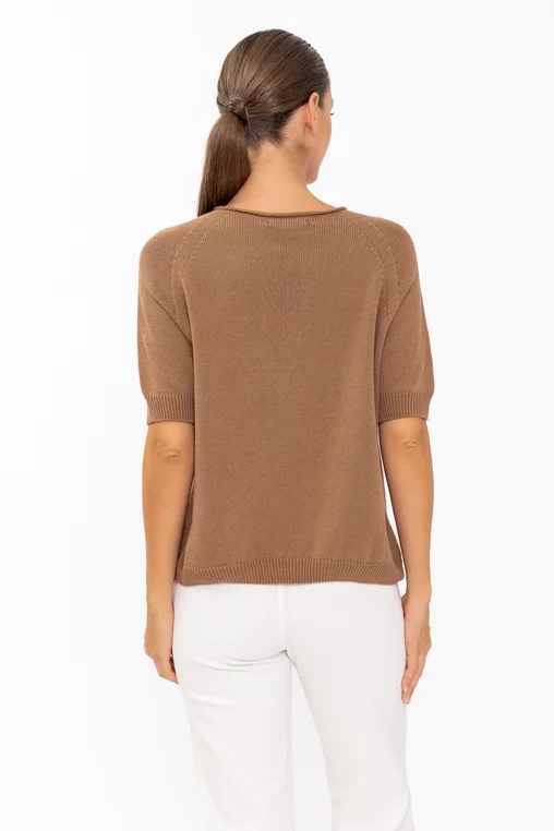 Bluză lejeră din bumbac camel BLT60802 thumbnail picture - 