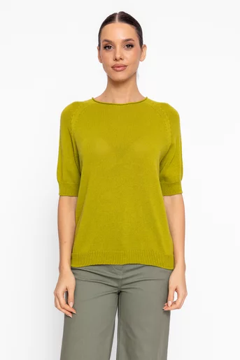 Bluză lejeră din bumbac lime BLT60802