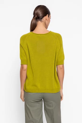 Bluză lejeră din bumbac lime BLT60802