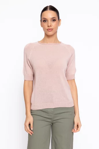 Bluză lejeră din bumbac roz pudră B4621