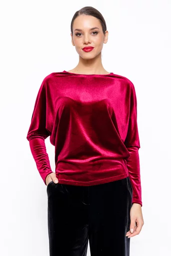 Bluză lejeră din catifea burgundy B4548