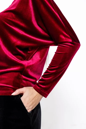 Bluză lejeră din catifea burgundy B4548