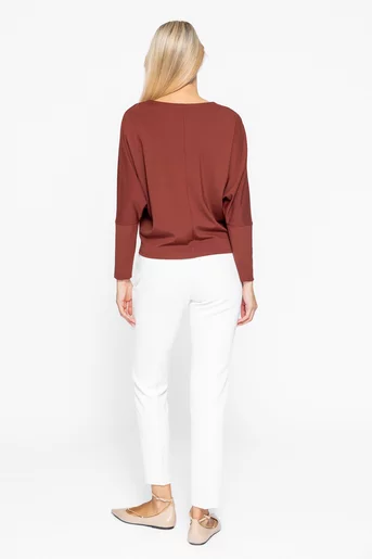 Bluza lejera din vascoza cu accesoriu caramizie B4541