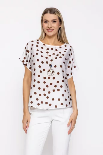 Bluză lejeră din vâscoză cu accesoriu ivory BVI60502