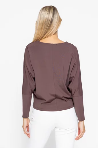 Bluza lejera din vascoza cu accesoriu maro B4541