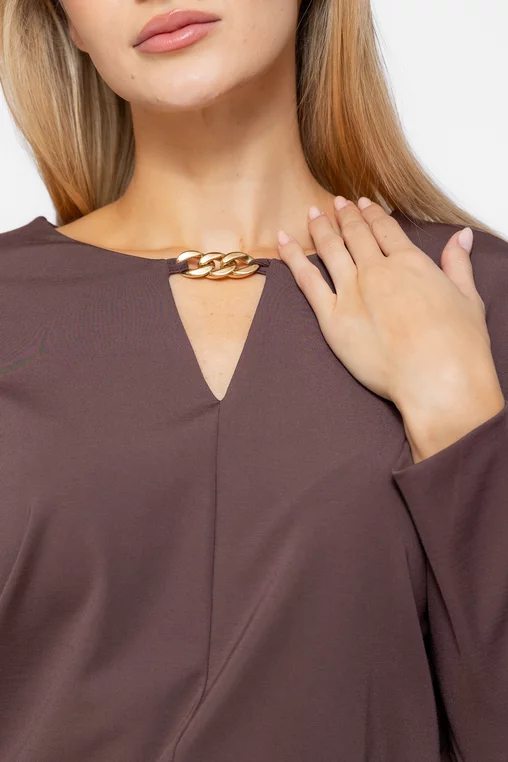 Bluza lejera din vascoza cu accesoriu maro B4541 thumbnail picture - 