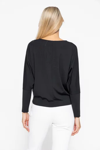 Bluza lejera din vascoza cu accesoriu neagra B4541