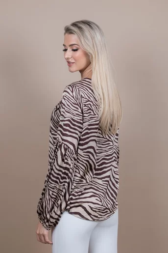 Bluza lejera imprimeu zebra maro M9944