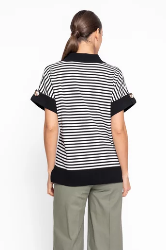 Bluză lejeră în dungi neagră BZD60202