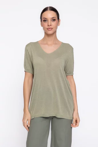 Bluză lejeră în v verde BDP60313