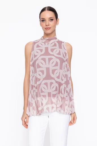 Bluză lejeră voal plisat bej BDF60301