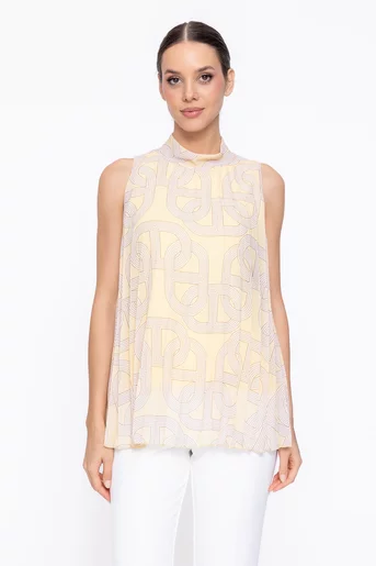 Bluză lejeră voal plisat galbenă BDF60301