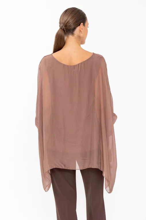 Bluză mătase uni mocha BHF60801 thumbnail picture - 