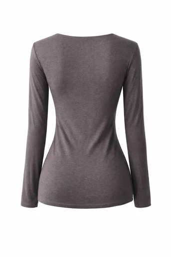 Bluză subțire din vascoză cu adaos de cașmir gri BHD60210