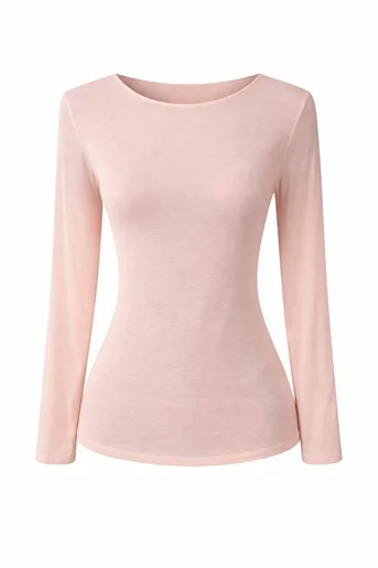 Bluză subțire din vascoză cu adaos de cașmir roz pal BHD60210