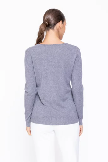 Bluză tricot în v cu model romburi gri BDM1105