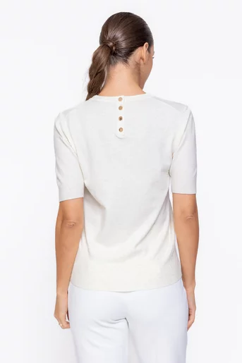 Bluză tricotaj moale cu fir lucios discret ivory BSUN1106