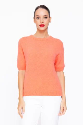 Bluză tricotaj moale cu mâneci scurte corai BMAG1001