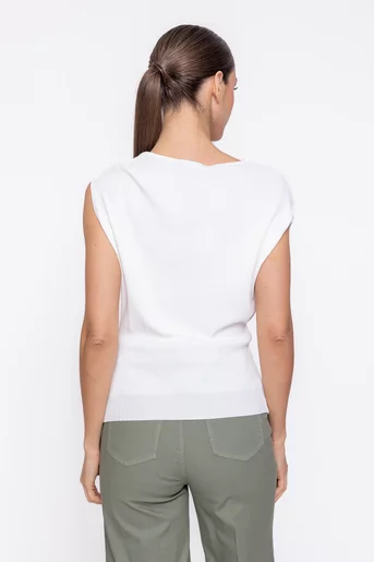 Bluză tricotată cu accesoriu ivory BLA60305