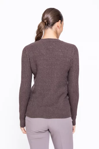 Bluză tricotată cu decupaj maro BDM1109